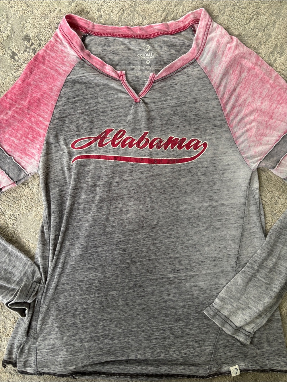 Colosseum Gray and Pink Alabama Raglan Top